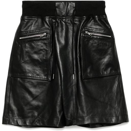 R13 shorts in pelle con design a incrocio - nero