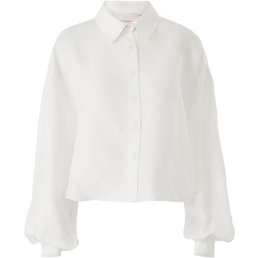 Carolina Herrera t-shirt crop in seta - bianco