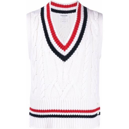 Thom Browne canotta con bordo rwb - bianco