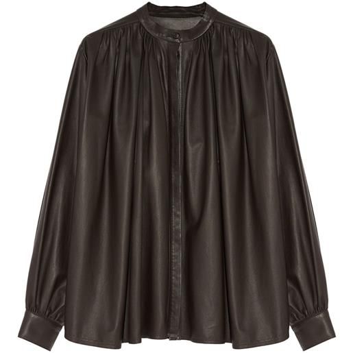 Yves Salomon camicia plissettata - marrone