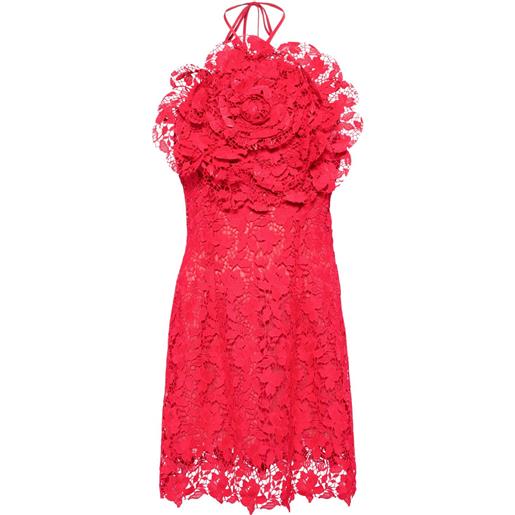 Oscar de la Renta abito corto con applicazione a fiori - rosso