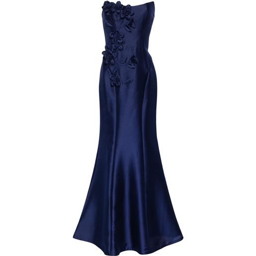 Marchesa Notte abito lungo a fiori - blu