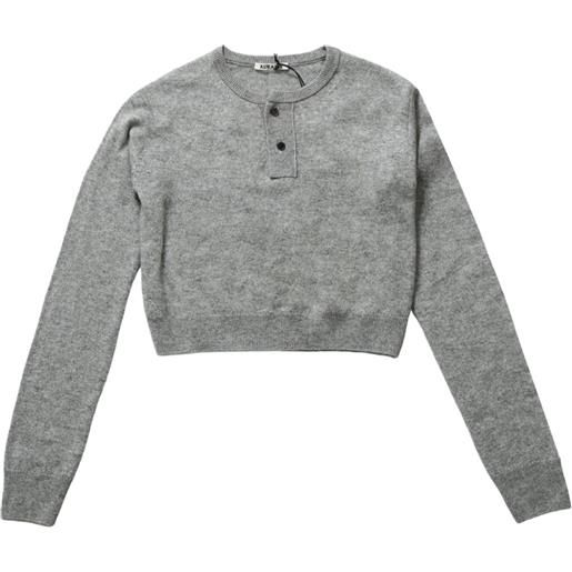 Auralee fine-knit henley-neck sweater - grigio