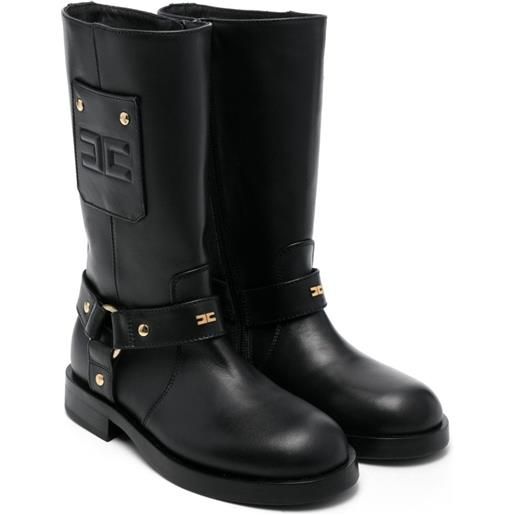 Elisabetta Franchi La Mia Bambina stivali con logo goffrato - nero