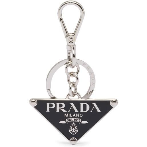Prada portachiavi con placca logo - nero