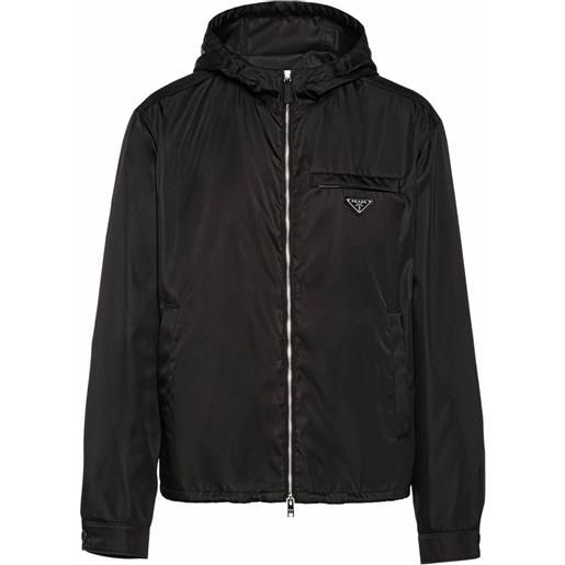 Prada giacca re-nylon con cappuccio - nero