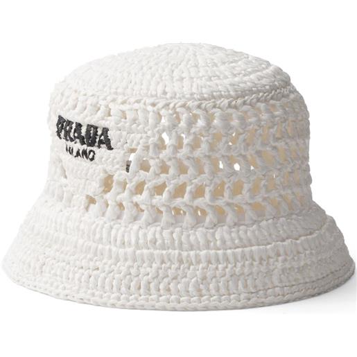 Prada cappello bucket con ricamo - bianco