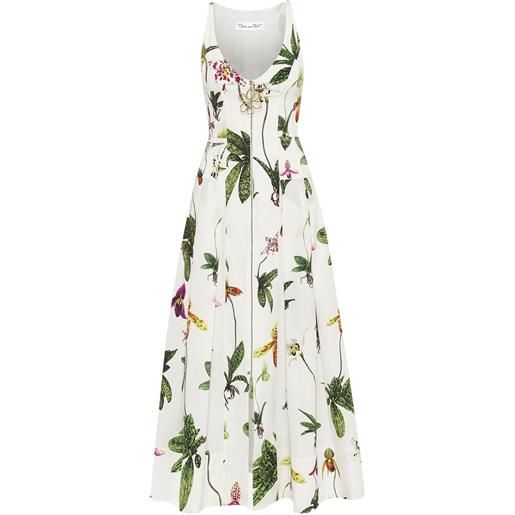Oscar de la Renta abito orchid con zip - bianco