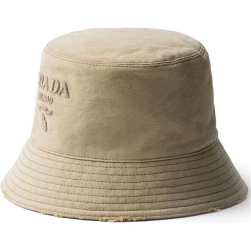 Prada cappello bucket con ricamo - toni neutri