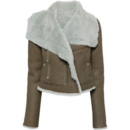 Rick Owens giacca biker con fodera shearling - marrone