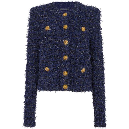 Balmain giacca in tweed con bottoni - blu