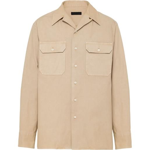 Prada camicia con applicazione - toni neutri