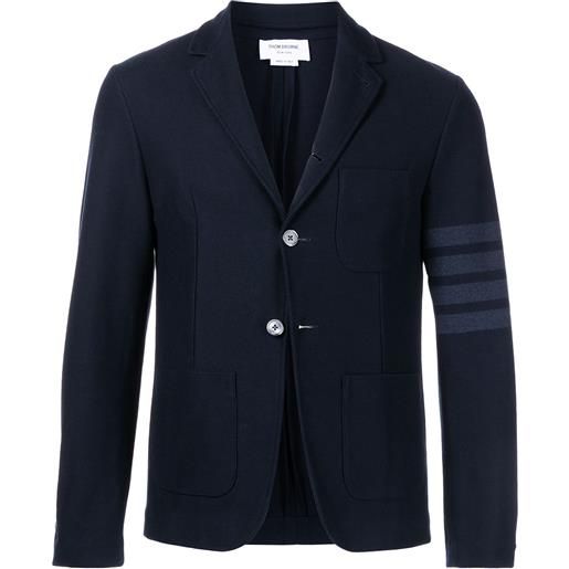 Thom Browne blazer monopetto con dettaglio a righe - blu
