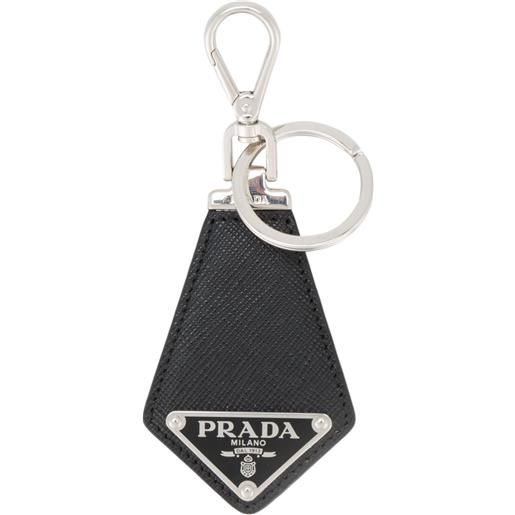Prada portachiavi in pelle con logo - nero