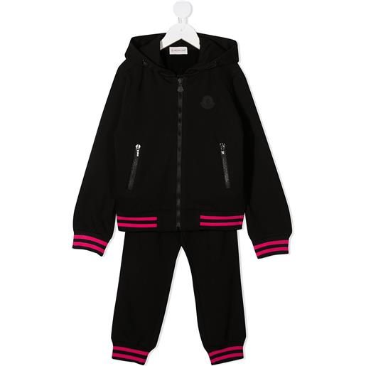 Moncler Enfant tuta sportiva con applicazione - nero
