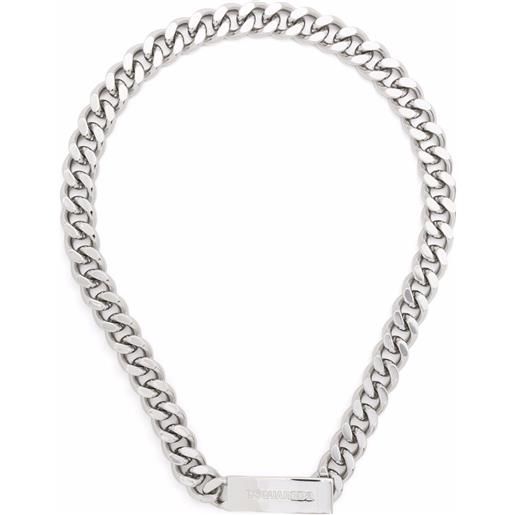 DSQUARED2 collana lunga con logo - argento