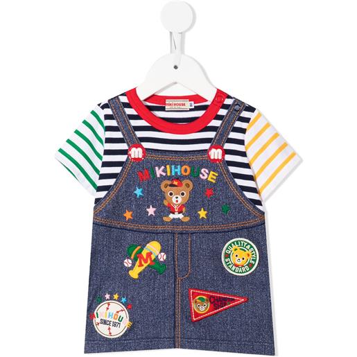 Miki House t-shirt stile salopette - blu