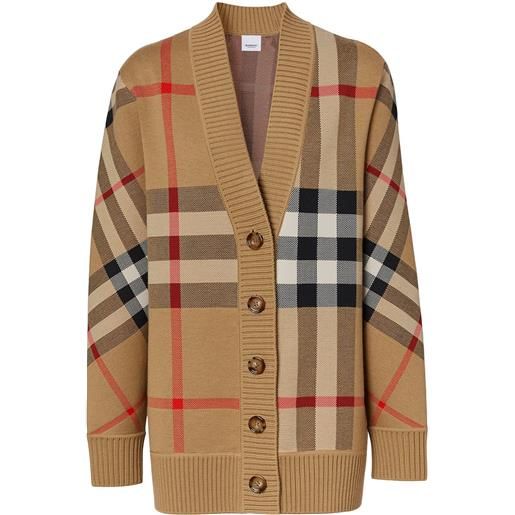 Burberry cardigan con scollo a v vintage check - marrone