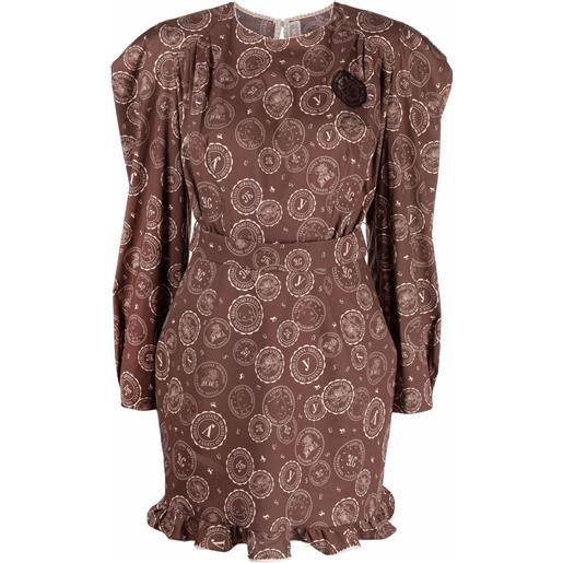 Ulyana Sergeenko abito corto con stampa - marrone