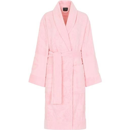 Dolce & Gabbana vestaglia in spugna di cotone con effetto jacquard - rosa