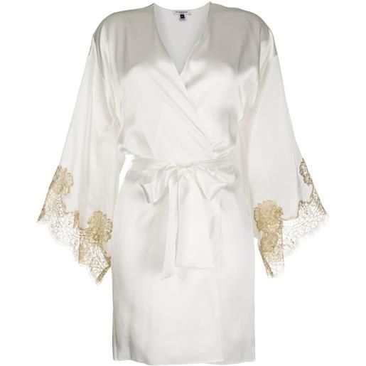 Gilda & Pearl vestaglia gina con bordo in pizzo - bianco