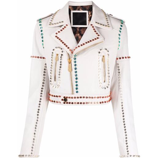 Philipp Plein giacca biker crop - bianco