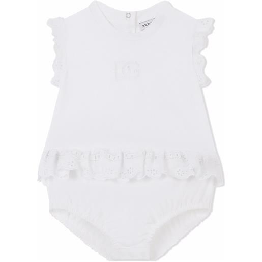 Dolce & Gabbana Kids tutina con pizzo sangallo - bianco