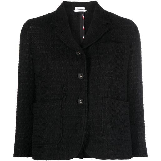 Thom Browne giacca crop in tweed - nero