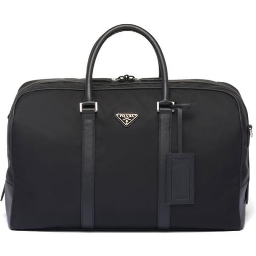 Prada borsone con applicazione logo - nero