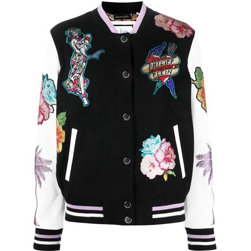 Naimo Giacca da donna con paillettes glitterate a maniche lunghe, con chiusura lampo aperta, blazer Sparkle Party Festival metallizzato, bomber, Nero , S