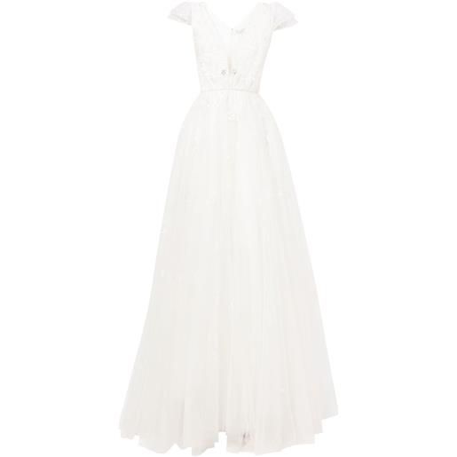 Jenny Packham abito da sera charm in tulle con paillettes - bianco