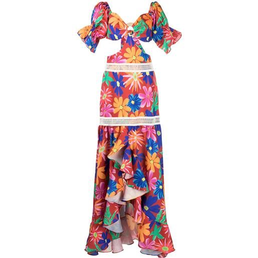 PatBO abito lungo aster con spalle scoperte - multicolore