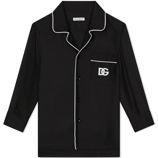 Dolce & Gabbana Kids camicia pigiama con ricamo - nero