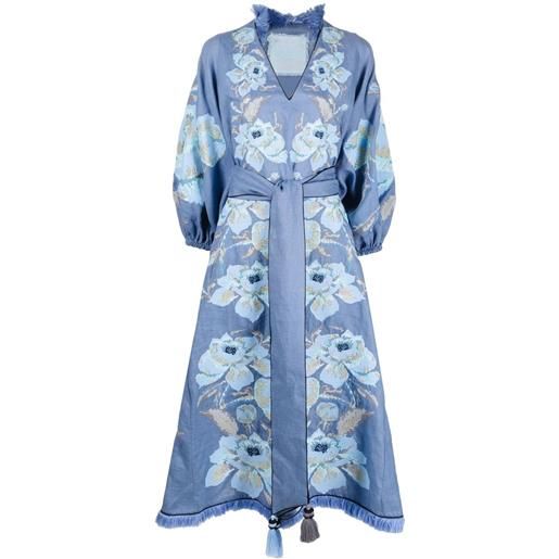 Yuliya Magdych abito a fiori jacquard - blu