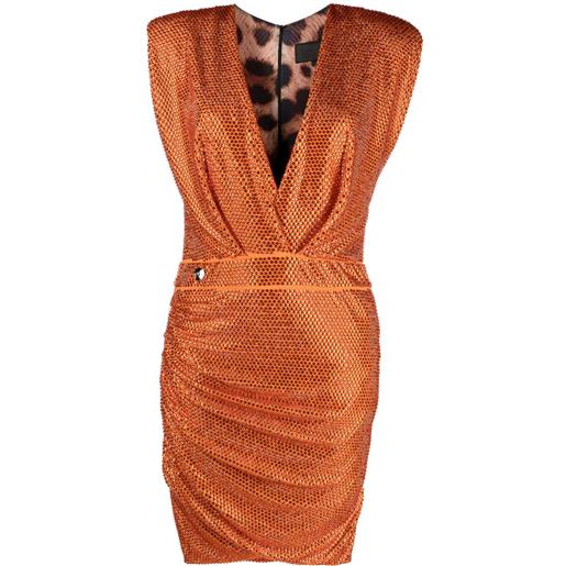 Philipp Plein abito aderente con strass - arancione