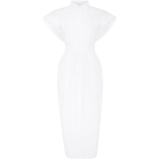 Alexander McQueen abito midi con maniche corte - bianco