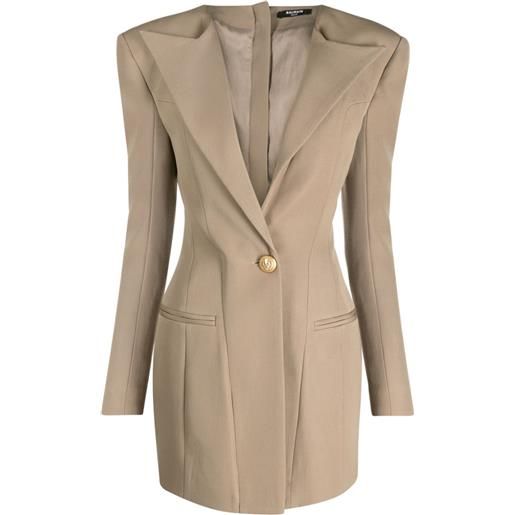 Balmain abito modello blazer monopetto - marrone