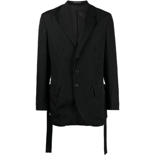 Yohji Yamamoto blazer monopetto con revers a lancia - nero