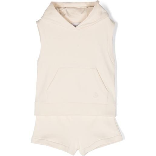 Moncler Enfant tuta sportiva con ricamo - toni neutri