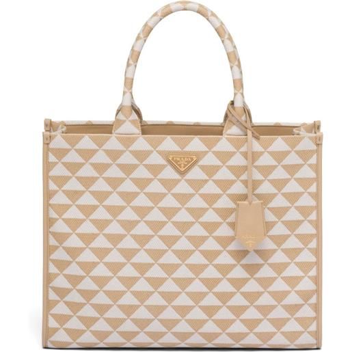 Prada borsa da viaggio symbole con ricamo - toni neutri