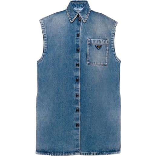 Prada camicia denim smanicata - blu