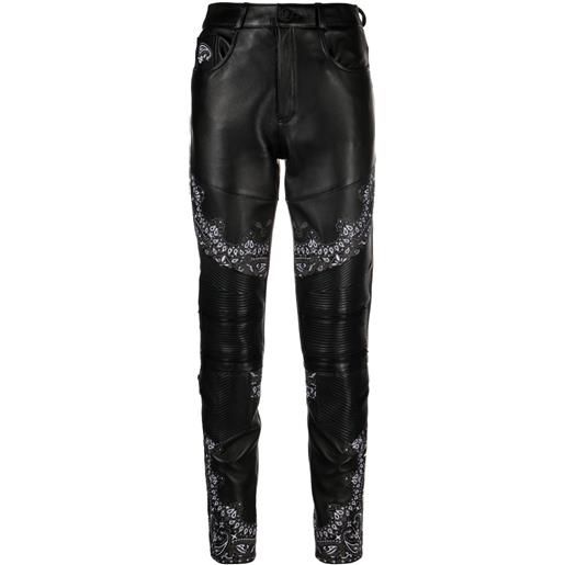 Philipp Plein pantaloni skinny con inserti bandana - nero