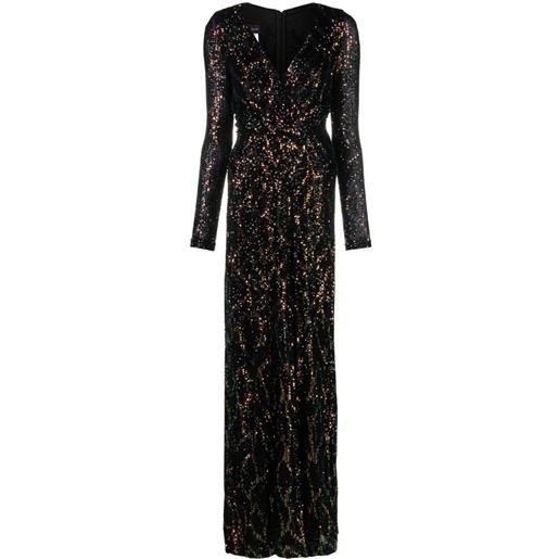 Talbot Runhof tuta intera a gamba ampia con paillettes - nero