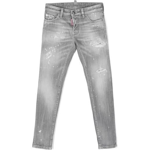 DSQUARED2 KIDS jeans skinny con effetto vissuto - grigio