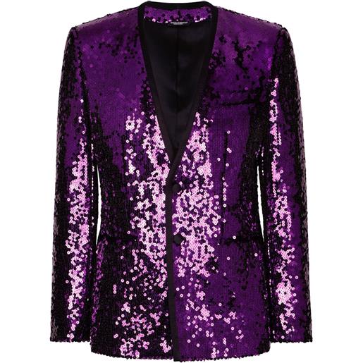 Dolce & Gabbana blazer monopetto con paillettes - viola