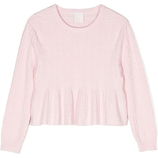 Givenchy Kids t-shirt crop con logo jacquard - rosa