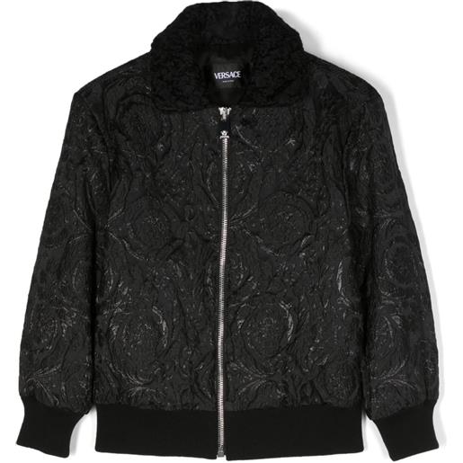Versace Kids textured-finish bomber jacket - nero