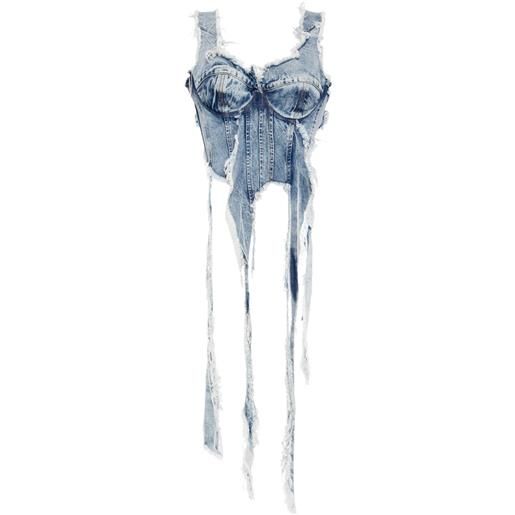 Natasha Zinko corsetto denim con effetto vissuto - blu