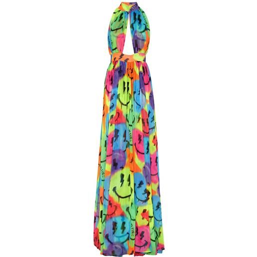 Philipp Plein abito smile lungo con chiffon - blu