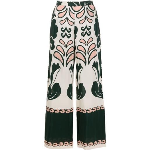 Adriana Degreas pantaloni svasati con stampa grafica - verde